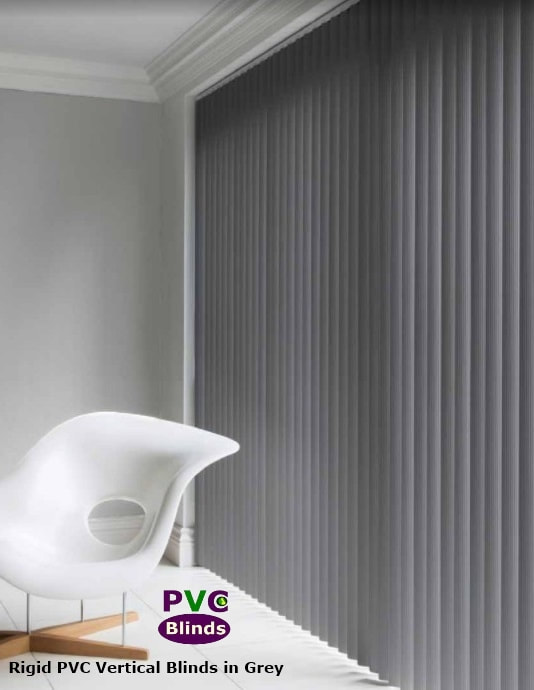 Picture of Rigid PVC Vertical Blinds in smooth Grey Colour.