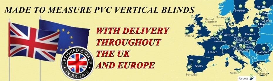Made to Measure PVC Vertical Blinds with Delivery throughout the UK and Europe