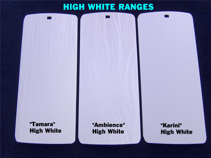 High White ranges in Rigid pvc slats